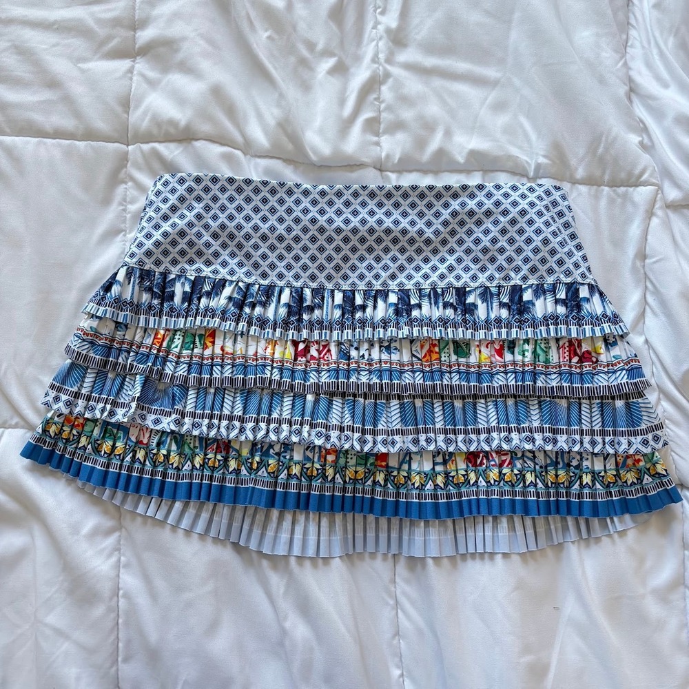 Lucky In Love Skort Skirt Womens XL Blue Tiered Pleated Ruffle Tennis Golf
